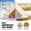 VEVOR 8-10 Person Canvas Glamping Bell Tent, Breathable Waterproof Yurt Tent with Stove Jack and Detachable Side Wall for Family Camping