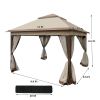 Outdoor 11x 11Ft Pop Up Gazebo Canopy With Removable Zipper Netting,2-Tier Soft Top Event Tent,Suitable For Patio Backyard Garden Camping Area,Coffee