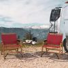 Patio Folding Camping Beach Chair with Solid Bamboo Frame