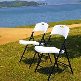 4 Pack Portable Plastic Folding Chairs; Sturdy Design; Indoor/Outdoor Events; Perfect for Camping/Picnic/Tailgating/Party; Easy to Clean; White