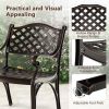 Cast Aluminum Patio Chairs Set of 2 Dining Chairs with Armrests Diamond Pattern