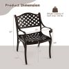 Cast Aluminum Patio Chairs Set of 2 Dining Chairs with Armrests Diamond Pattern