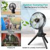 Foldable Camping Fan with Emergency Power Bank 270° Oscillating Rechargeable Tripod Fan for Hiking Fishing Personal Desk Fan with 4 Speeds 3 Brightnes