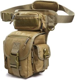 ANTARCTICA Waterproof Military Tactical Drop Leg Pouch Bag Type B Cross Over Leg Rig Outdoor Bike Cycling Hiking Thigh Bag (Color: brown)