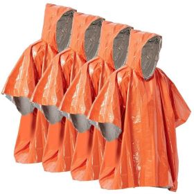 Emergency Rain Poncho Weather Proof Outdoor Survival Camping Gear (Type: Camping supplies, Color: Orange)