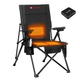 ANTARCTICA GEAR Heated Camping Chair with 12V 16000mAh Battery Pack, Heated Portable Chair, Perfect for Camping, Outdoor Sports, Picnics (Color: Black)