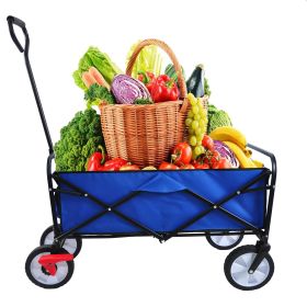 Folding Wagon Garden Shopping Beach (Color: Blue)