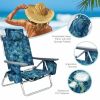 4-Pack 5-Position Outdoor Folding Backpack Beach Reclining Chair with Pillow