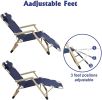 Set of 2 Outdoor Reclining Lawn Chairs Adjustable Folding Patio Recliners with Pillow 70"L for Pool Lawn Beach