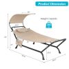 Patio Hanging Chaise Lounge Chair with Canopy Cushion Pillow and Storage Bag