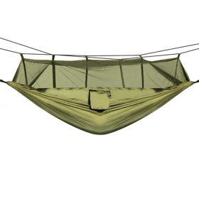 Portable Nylon Swing Hanging Bed Outdoor Hiking Camping Hammock (Type: Hammock, Color: army green)