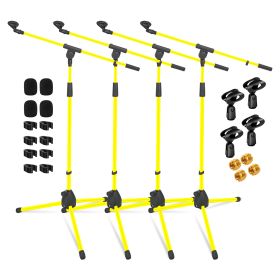 5 Core Tripod Mic Stand Floor Adjustable 18 to 72 Inches Heavy Duty Boom Arm Holder Microphone Stands Pedestal Para Microfono for Singing - MS 080 YLW (Color: MS 080 YLW 4PC)