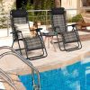 2 Pieces Folding Patio Rattan Zero Gravity Lounge Chair