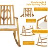 Patio Acacia Wood Rocking Chair Sofa with Armrest and Cushion for Garden and Deck