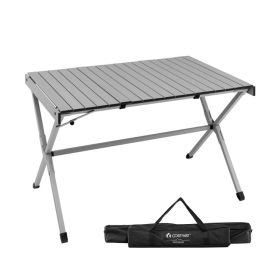 4-6 Person Portable Aluminum Camping Table with Carrying Bag (Color: Gray)