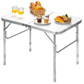 Outdoor Travel Adjustable Height Folding Camping Table (Type: Camping Table, Color: White B)