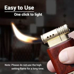 Pipe Lighter Soft Flame Refillable Gas Wooden Case Fire Starter Cigarette Candle Lighter For Men Women Gift (style: A)