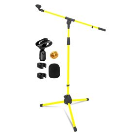 5 Core Tripod Mic Stand Floor Adjustable 18 to 72 Inches Heavy Duty Boom Arm Holder Microphone Stands Pedestal Para Microfono for Singing - MS 080 YLW (Color: MS 080 YLW)