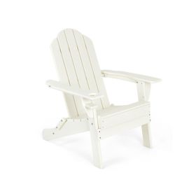 Foldable Weather Resistant Patio Chair with Built-in Cup Holder (Color: White)