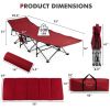 Folding Retractable Travel Camping Cot with Mattress and Carry Bag